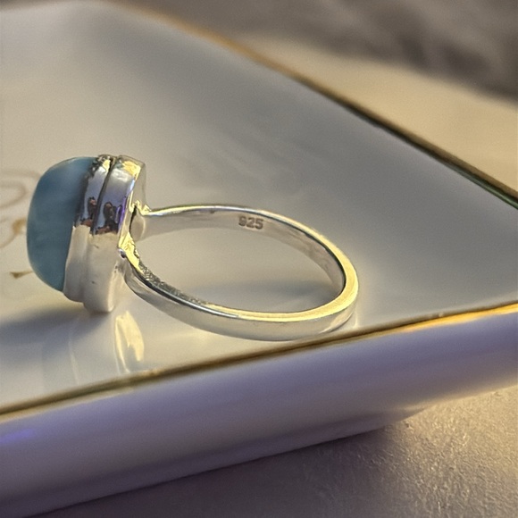 Bold Larimar Silver Statement Ring - Picture 4 of 6